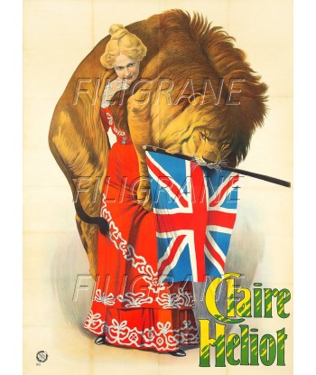 CIRQUE Claire HELIOT DOMPTEUSE LION Rxts-POSTER/REPRODUCTION d1 AFFICHE VINTAGE de pas cher