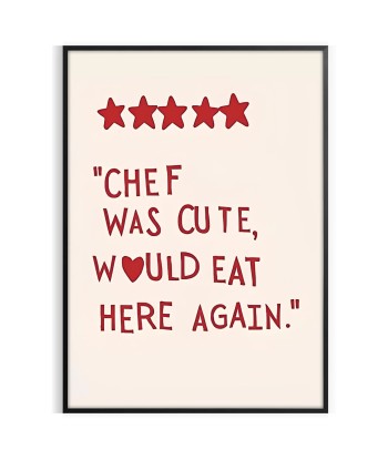 Chef Was Cute Would Eat Here Again Popular Wall Art votre