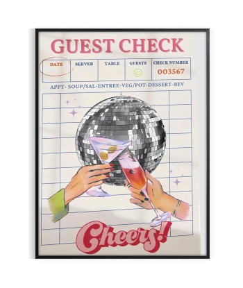 Guest Check Cheers Graphic Art Print pour bénéficier 