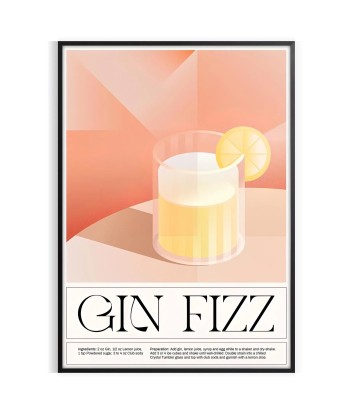 Gin Fizz Cocktail Art 1 solde