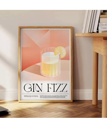 Gin Fizz Cocktail Art 1 solde