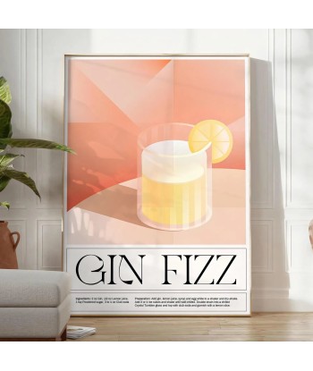 Gin Fizz Cocktail Art 1 solde