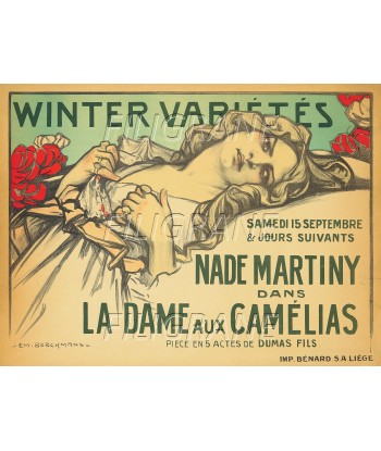 LA DAME aux CAMéLIAS THEATRE Rkle-POSTER/REPRODUCTION d1 AFFICHE VINTAGE de France