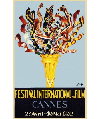 FESTIVAL de CANNES 1952 CINéMA - POSTER 90x145cm d1 AFFICHE VINTAGE rembourrage situé sous