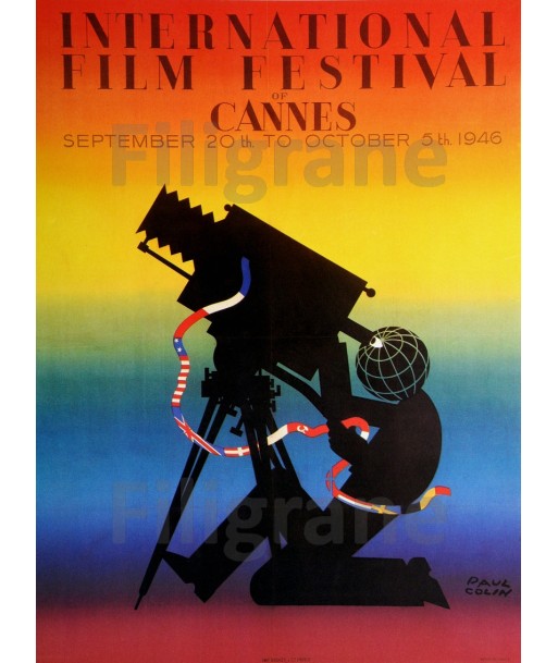 FESTIVAL de CANNES 1946 CINéMA modèle 2 - POSTER 60x85cm d1 AFFICHE VINTAGE Vous souhaitez 