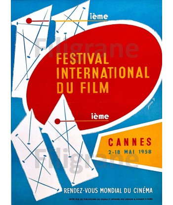 FESTIVAL de CANNES 1958 CINéMA - POSTER 90x125cm d1 AFFICHE VINTAGE votre restaurant rapide dans 