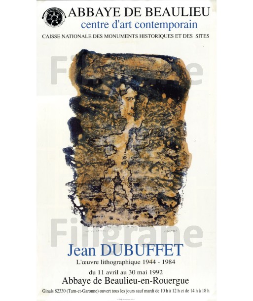 EXPO DUBUFFET 1992 ABBAYE de BEAULIEU - POSTER/REPRODUCTION d1 AFFICHE VINTAGE pas cher chine