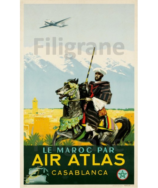 AIRLINES AIR ATLAS MAROC Rpsp-POSTER/REPRODUCTION d1 AFFICHE VINTAGE pas cheres