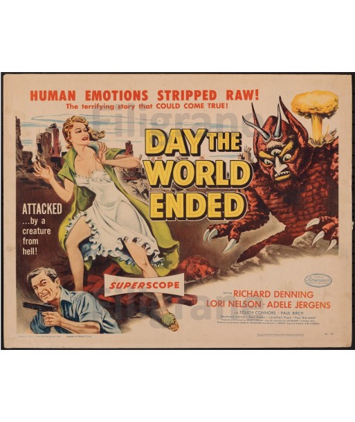 FILM DAY THE WORLD ENDED Rlcf-POSTER/REPRODUCTION d1 AFFICHE VINTAGE Amélioration de cerveau avec