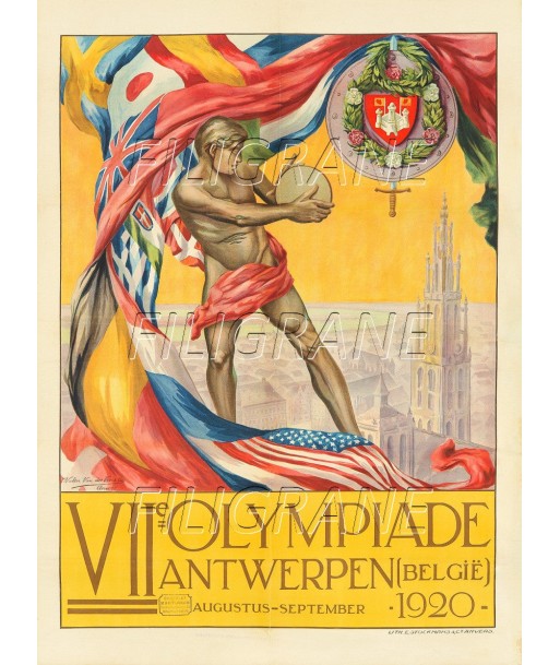 SPORT VIIe OLYMPIADE BELGIË 1920 Ruqx-POSTER/REPRODUCTION d1 AFFICHE VINTAGE Jusqu'à 80% De Réduction