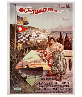 MAROC ALGéRIE Cie TRANSATLANTIQUE PLM BATEAU RNAX-POSTER/REPRODUCTION d1 AFFICHE VINTAGE online