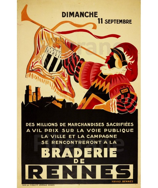 BRADERIE de RENNES Rfjj-POSTER/REPRODUCTION  d1 AFFICHE VINTAGE Fin de série