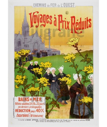 BRETAGNE BAINS de MER Rjyf-POSTER/REPRODUCTION  d1 AFFICHE VINTAGE acheter en ligne