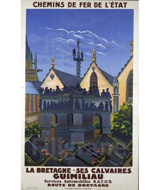 BRETAGNE CALVAIRES Rhdd-POSTER/REPRODUCTION  d1 AFFICHE VINTAGE france