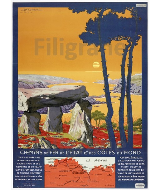 BRETAGNE CôTES du NORD Rano-POSTER/REPRODUCTION  d1 AFFICHE VINTAGE les muscles