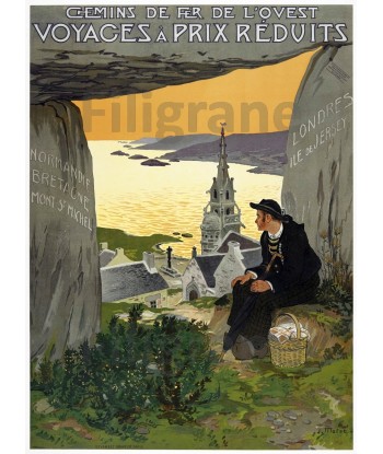 BRETAGNE DOLMEN Rxmb-POSTER/REPRODUCTION  d1 AFFICHE VINTAGE des créatures d'habitude