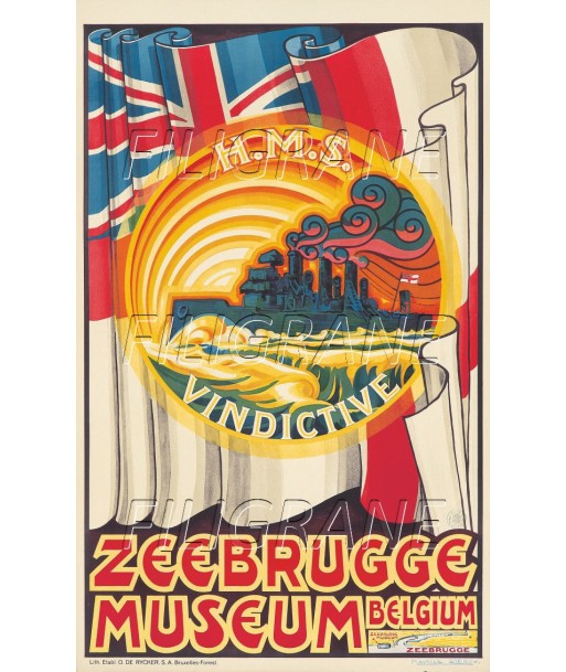 EXPO ZEEBRUGGE MUSEUM BELGIQUE Rgwu-POSTER/REPRODUCTION d1 AFFICHE VINTAGE À commander