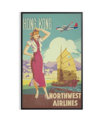 Hong Kong Northwest Airlines Travel Poster Art les ligaments