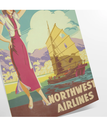 Hong Kong Northwest Airlines Travel Poster Art les ligaments