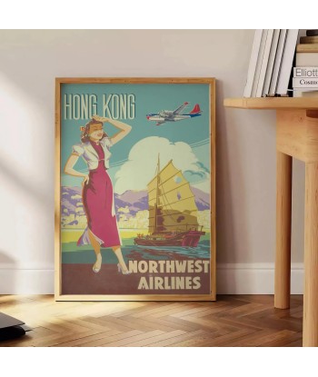 Hong Kong Northwest Airlines Travel Poster Art les ligaments