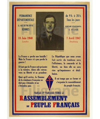 De GAULLE RPF Rvvw-POSTER/REPRODUCTION  d1 AFFICHE VINTAGE Les magasins à Paris