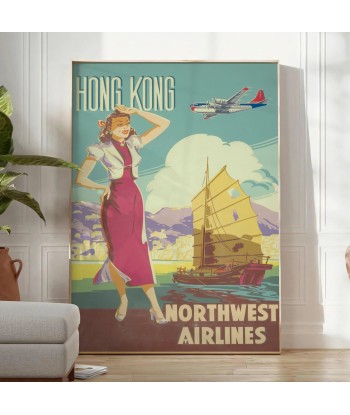 Hong Kong Northwest Airlines Travel Poster Art les ligaments