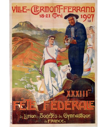 FêTE CLERMONT FERRAND 1907 Rokp-POSTER/REPRODUCTION  d1 AFFICHE VINTAGE plus qu'un jeu 