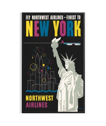 New York Northwest Airlines Travel Poster Art Print Véritable concentré