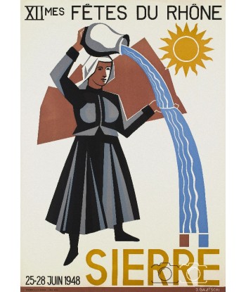 FêTE DU RhôNE SIERRE 1948 Rmzj-POSTER/REPRODUCTION  d1 AFFICHE VINTAGE ouvre sa boutique