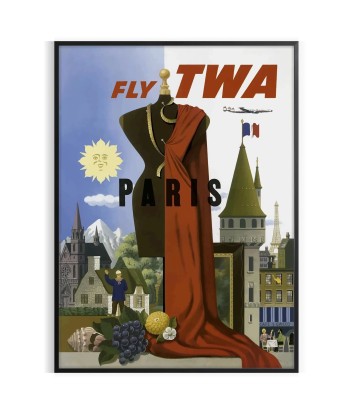 Paris Fly Twa Travel Poster Wall Art paiement sécurisé