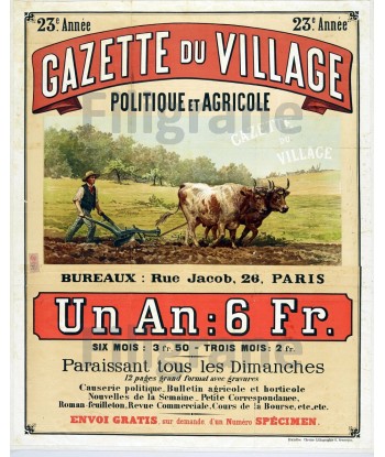 GAZETTE du VILLAGE Rcir-POSTER/REPRODUCTION  d1 AFFICHE VINTAGE du meilleur 