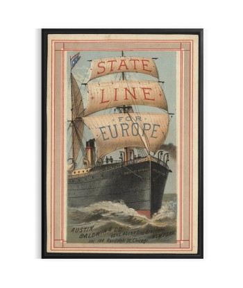 State Line For Europe Boat Travel Poster Art votre