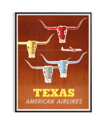 Us Texas American Airlines Travel Poster Wall Print Par le système avancé 