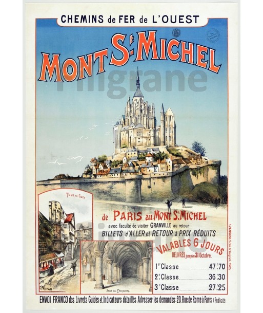 MONT St MICHEL Rxac-POSTER/REPRODUCTION  d1 AFFICHE VINTAGE de l' environnement