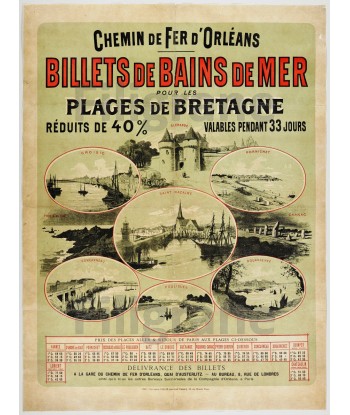 PLAGES de BRETAGNE Rhto-POSTER/REPRODUCTION  d1 AFFICHE VINTAGE destockage