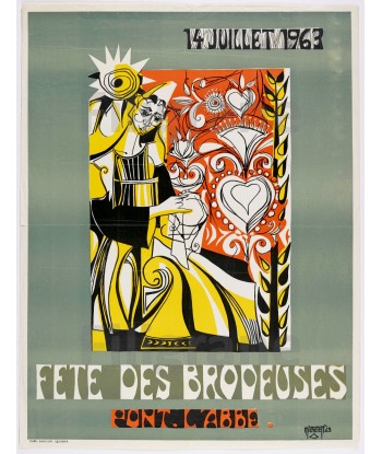 PONT L'ABBé FêTE BRODEUSES Rlqh-POSTER/REPRODUCTION  d1 AFFICHE VINTAGE pour bénéficier 