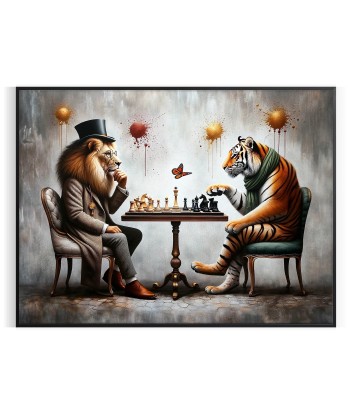 Lion Tiger Chess Poster le des métaux précieux