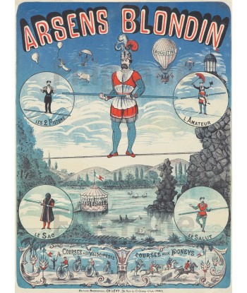 CIRQUE Arsène BLONDIN FUNAMBULE Rujk-POSTER/REPRODUCTION d1 AFFICHE VINTAGE solde