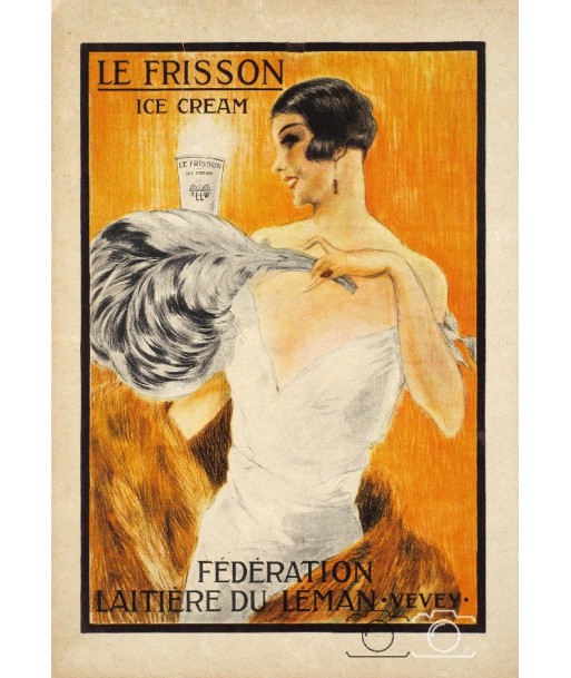 PUB ICE DREAM LE FRISON Reje-POSTER/REPRODUCTION  d1 AFFICHE VINTAGE d'Europe débarque