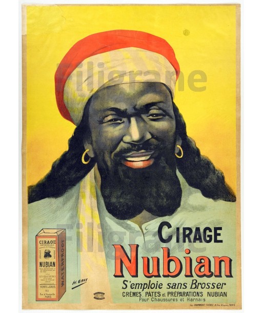 PUBLICITé CIRAGE NUBIAN Rqbr-POSTER/REPRODUCTION  d1 AFFICHE VINTAGE en linge