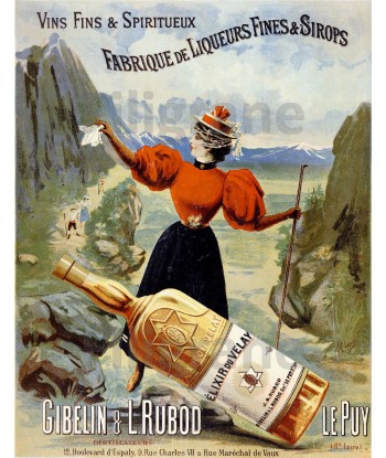 PUB LIQUEURS GIBELIN RUBOB LE PUY Rrgd-REPRODUCTION  d1 AFFICHE VINTAGE en linge