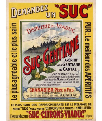 PUB SUC GENTIANE ApéRITIF Rinj-POSTER/REPRODUCTION  d1 AFFICHE VINTAGE Paris Déstockage Promo