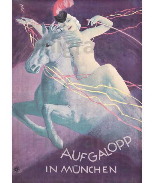 SPECTACLE AUFGALOPP in MÜNCHEN R187-POSTER/REPRODUCTION d1 AFFICHE VINTAGE le concept de la Pate a emporter 