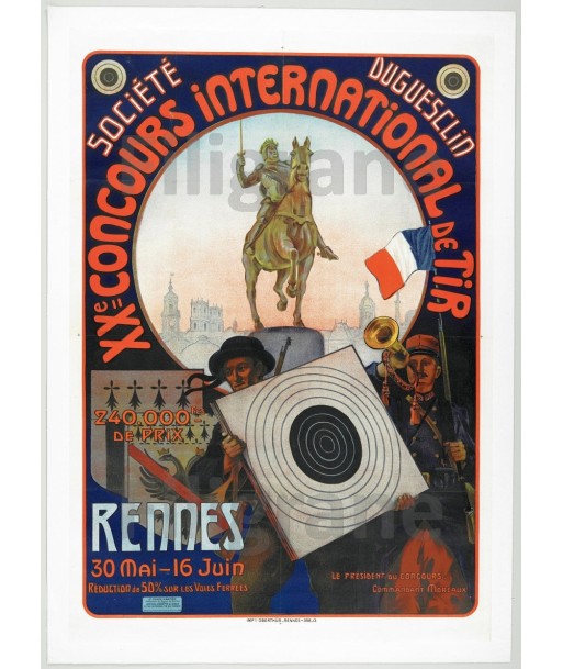 RENNES CONCOURS de TIR Rpyv-POSTER/REPRODUCTION  d1 AFFICHE VINTAGE livraison et retour toujours gratuits