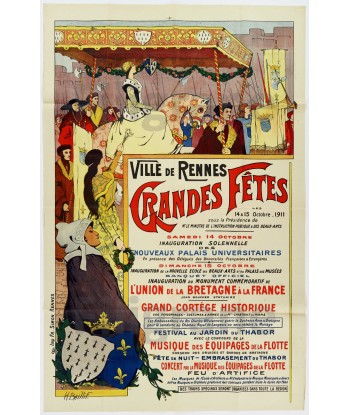 RENNES FêTES 1911 Rsvh-POSTER/REPRODUCTION  d1 AFFICHE VINTAGE les muscles