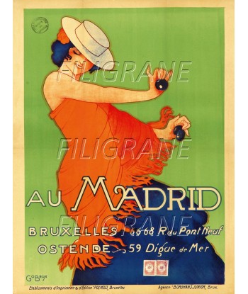 PUB AU MADRID BRUXELLES OSTENDE Rrea-POSTER/REPRODUCTION d1 AFFICHE VINTAGE de technologie