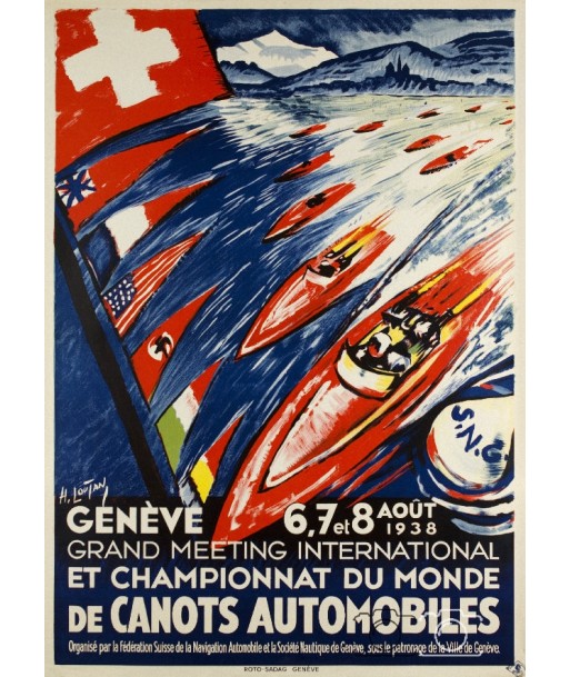 SPORT CANOTS GENèVE 1938 Rama-POSTER/REPRODUCTION  d1 AFFICHE VINTAGE français