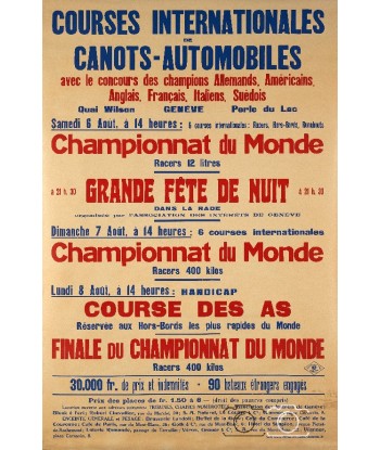 SPORT COURSE CANOTS GENèVE Rkvd-POSTER/REPRODUCTION  d1 AFFICHE VINTAGE les ctes