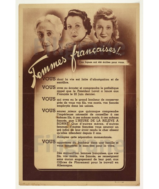 WW2 FEMMES FRANçAISES Rfhf-POSTER/REPRODUCTION  d1 AFFICHE VINTAGE Jusqu'à 80% De Réduction