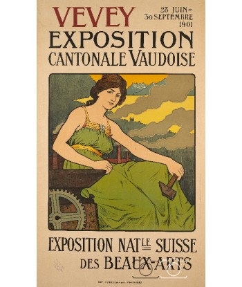 EXPO VEVEY BEAUX ARTS SUISSE Rjat-POSTER/REPRODUCTION  d1 AFFICHE VINTAGE en linge